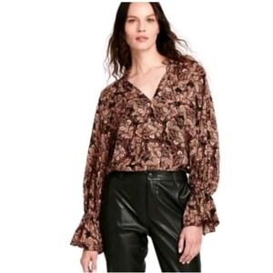 Nili Lotan Multi‎ Color Floral Paisley Blouse Target Collab Boho Casual Size 3X